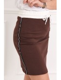 Sports mini skirt with a stripe, brown FI510 - Online store - Boutique